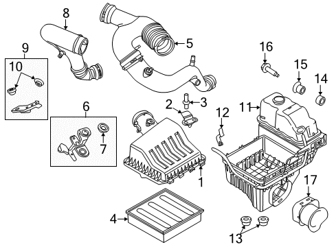 2012 Ford F-150 Air Intake Inlet Tube Diagram for BL3Z-9R530-B