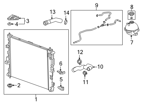 2020 Cadillac XT5 Radiator & Components Upper Hose Clamp Diagram for 11548672