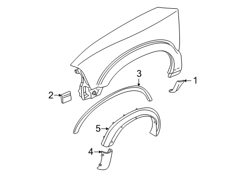 1998 GMC Sonoma Exterior Trim - Fender Molding Kit, Front Fender Lower Rear RH Diagram for 12376658