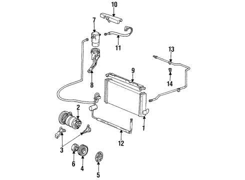 1993 Cadillac Allante A/C Condenser, Compressor & Lines Hose Asm-A/C Compressor & Condenser Diagram for 3524054