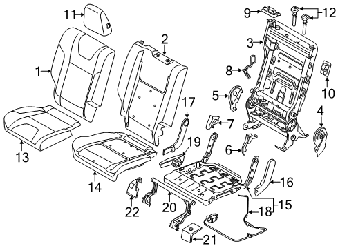 2014 Ford Escape Rear Seat Components Actuator Diagram for CU5Z-96613A68-A