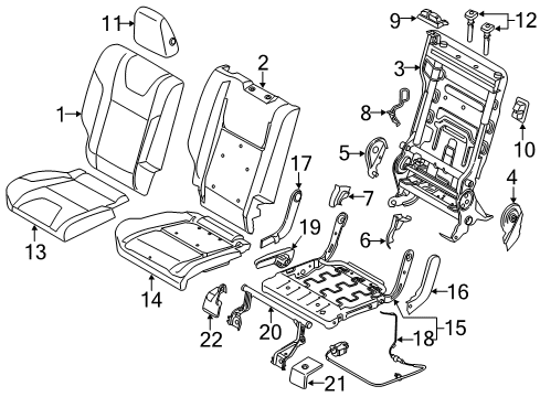 2014 Ford Escape Rear Seat Components Seat Back Frame Diagram for CJ5Z-78613A38-B