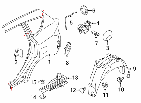 2013 Ford C-Max Quarter Panel & Components Fuel Pocket Diagram for DM5Z-5827936-A