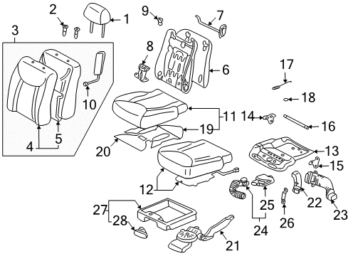 2004 Lexus LS430 Front Seat Components Spring, Front Seat Cushion Diagram for 71421-50030