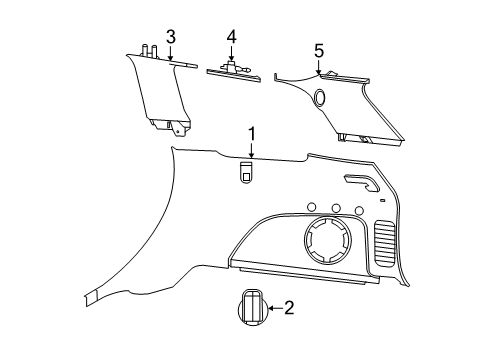 2017 Jeep Grand Cherokee Interior Trim - Quarter Panels Panel-Quarter Trim Diagram for 1GU361C5AH