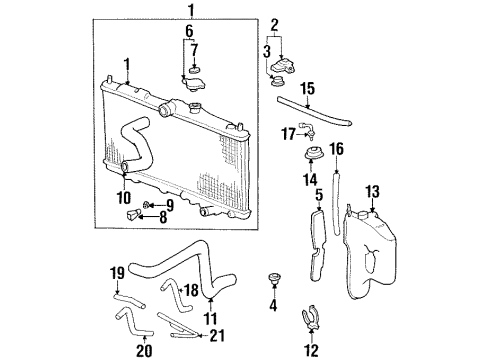 1998 Acura CL Radiator & Components Radiator (Denso) Diagram for 19010-P6W-A51