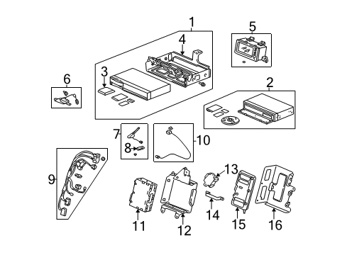 2003 Acura TL Navigation System Stay, Roof Modulator Diagram for 39533-SZ3-A91