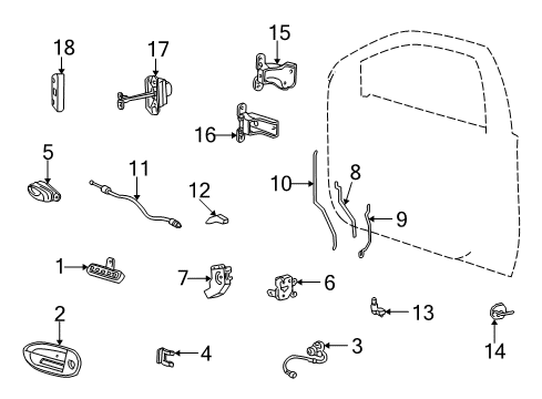 2001 Ford Taurus Rear Door Handle, Outside Diagram for 4F1Z-5422405-BBPTM