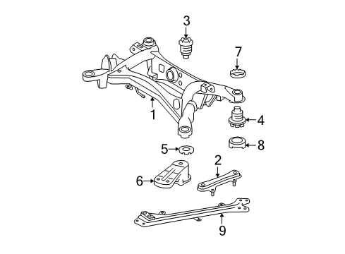 2006 Lexus IS250 Suspension Mounting - Rear Cushion, Rear Suspension Member Body Mounting, Front Diagram for 52271-53030