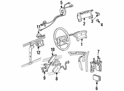 1994 Buick LeSabre Air Bag Components Sensor Asm-Inflator Restraint Front End Sheet Metal Diagram for 16168889
