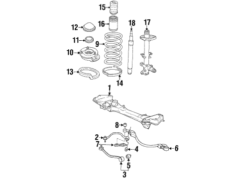 1994 BMW 740iL Front Suspension, Lower Control Arm, Stabilizer Bar, Suspension Components Cross Member Diagram for 31121141639