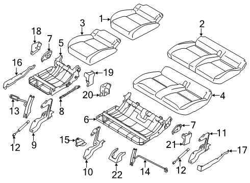2019 Ford Transit Connect Second Row Seats Seat Cushion Pad Diagram for KT1Z-1763841-D