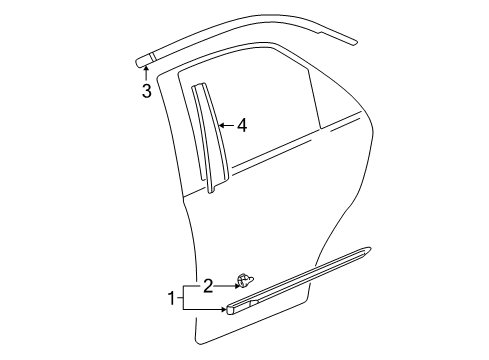 2003 Acura MDX Exterior Trim - Rear Door Garnish, Right Rear Door Sash (Black Gloss 30) Diagram for 72930-S3V-A00ZA