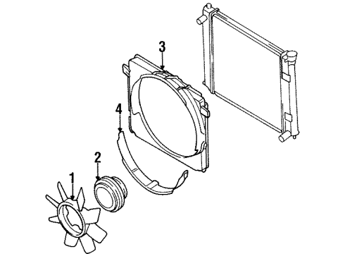 1994 Nissan 300ZX Cooling System, Radiator, Water Pump, Cooling Fan SHROUD-Upper Diagram for 21476-40P00