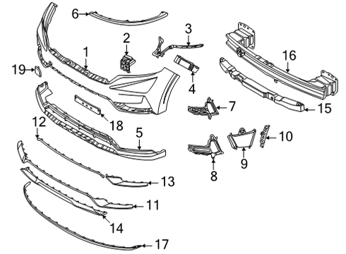 2022 Kia Carnival Bumper & Components - Front MOULDING-FRT BPR LIC Diagram for 86529R0010