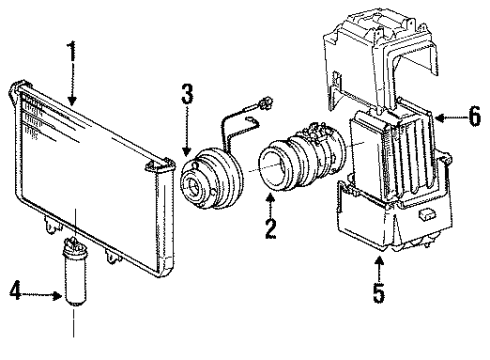 1989 Toyota Van Air Conditioner Evaporator Core Diagram for 88501-87010