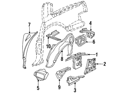 1988 Cadillac Seville Inner Components - Quarter Panel Actr Asm Diagram for 20597640