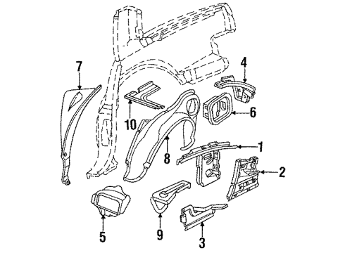 1988 Cadillac Seville Inner Components - Quarter Panel PANEL, Rear Wheelhouse Diagram for 3529069