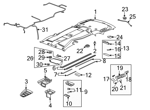 2005 Pontiac Montana Interior Trim - Roof Sunvisor Retainer Diagram for 11561731