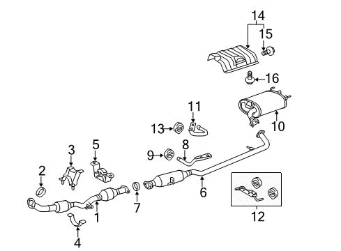 2011 Toyota Camry Exhaust Components Rear Muffler Diagram for 17430-0H161