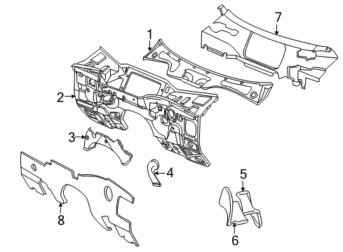 1999 BMW Z3 Cowl Supporting Strut, Front Wall Centre Diagram for 41138398663