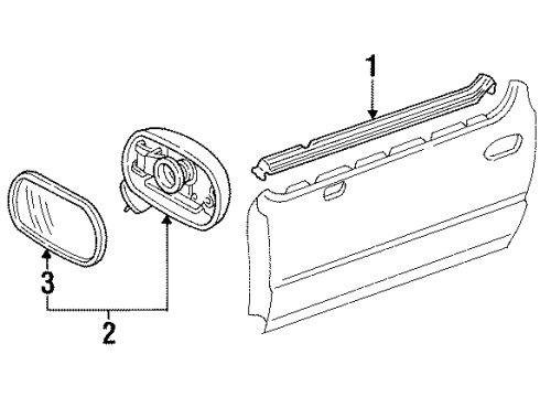 1997 Honda Civic del Sol Outside Mirrors, Exterior Trim Mirror Sub-Assembly, Driver Side Door (Flat) Diagram for 76253-SR2-A02