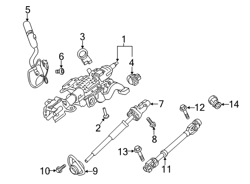 2020 Ford F-350 Super Duty Ignition Lock Steering Column Diagram for LC3Z-3C529-F