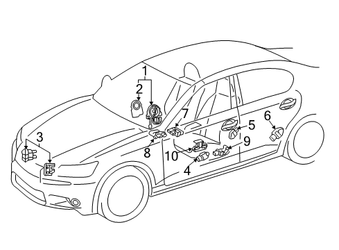 2020 Lexus IS350 Air Bag Components Spiral Cable Sub-Assembly With Sensor Diagram for 84307-53030
