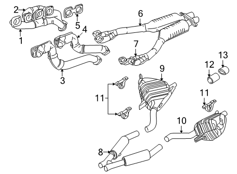 2000 BMW Z8 Exhaust Components Catalytic Converter Diagram for 18301407995