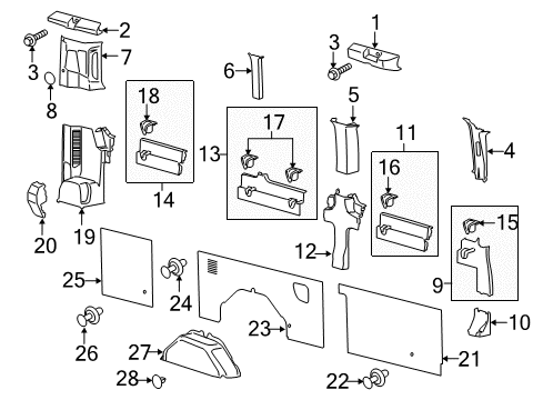 2019 Ford Transit-350 Interior Trim - Side Panel Rear Pillar Trim Cap Diagram for BK3Z-61237W10-AA