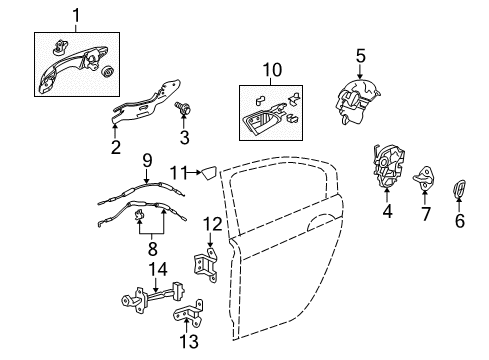 2012 Honda Crosstour Rear Door Handle Assembly, Left Front Door (Outer) (Polished Metal Metallic) Diagram for 72180-TY4-A51ZC