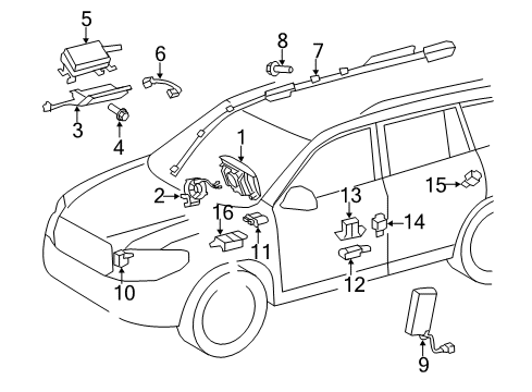 2013 Toyota Highlander Air Bag Components Diag Unit W/Sens Diagram for 89170-48450