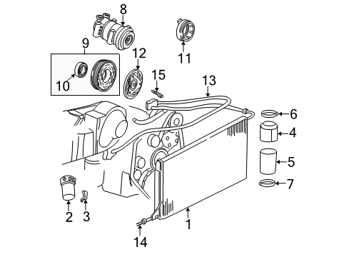 2002 GMC Savana 1500 Air Conditioner Compressor Assembly Diagram for 89019356