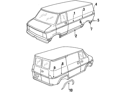 1985 Chevrolet P30 Exterior Trim - Side Panel Molding-Body Side Rear-LH Diagram for 14021591