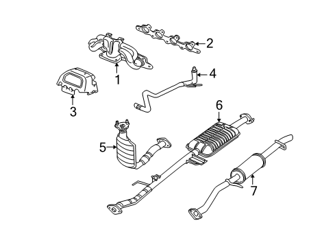 2002 Ford Escape Exhaust Components Resonator W/Pipe Diagram for YL8Z-5A212-AA