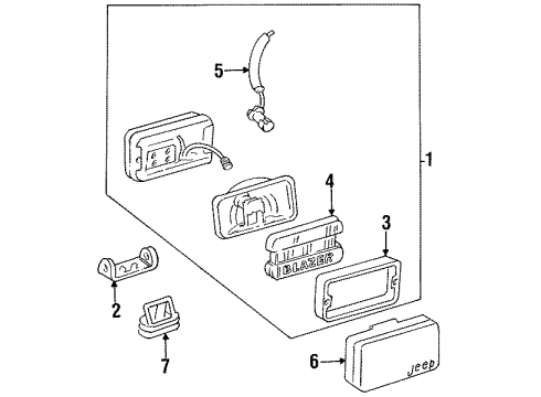 1989 Jeep Comanche Fog Lamps Cover-Fog Lamp Diagram for 55054742