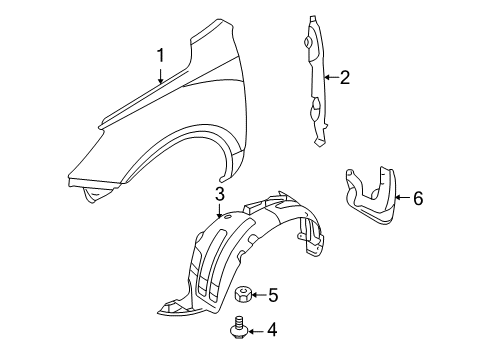 2011 Hyundai Veracruz Fender & Components Front Wheel Mud Guard Assembly, Right Diagram for 86860-3J000