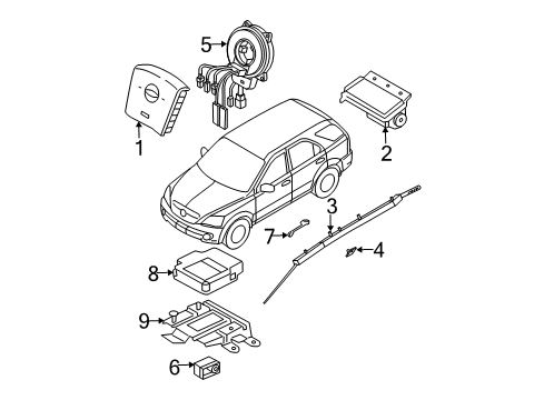 2007 Kia Sorento Air Bag Components Sensor Assembly-Impact Front Diagram for 959303E200
