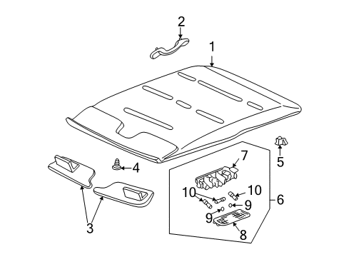 2002 Chevrolet Avalanche 2500 Interior Trim - Roof Lamp Asm-Dome & Reading *Pewter R Diagram for 15166055