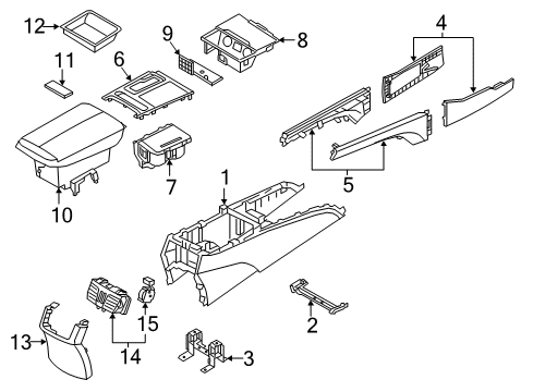 2018 Genesis G80 Center Console Console Assembly-Floor Diagram for 84610-B1100-WYB