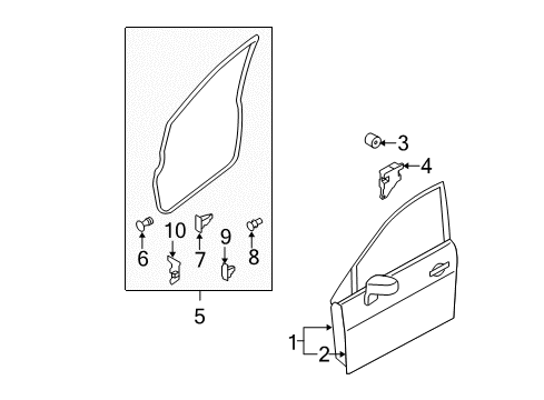 2007 Nissan Versa Front Door Weatherstrip-Front Door, LH Diagram for 80831-ED500