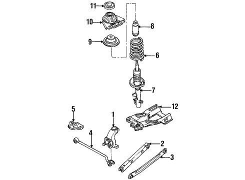 1995 Ford Contour Rear Suspension Components, Lower Control Arm, Stabilizer Bar Strut Diagram for 3U2Z18125ZA