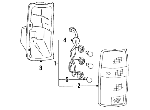 1992 Toyota Land Cruiser Tail Lamps Lamp Assy, Rear Combination, RH Diagram for 81550-60320