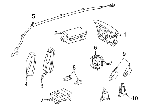 2003 Lexus LS430 Air Bag Components Sensor Assy, Side Air Bag, LH Diagram for 89830-50070