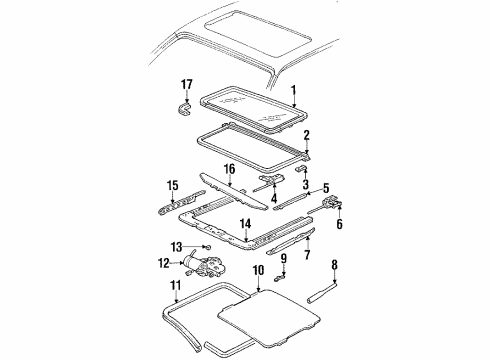 1989 Oldsmobile 98 Sunroof Weatherstrip Asm, Sun Roof Window Diagram for 12536412