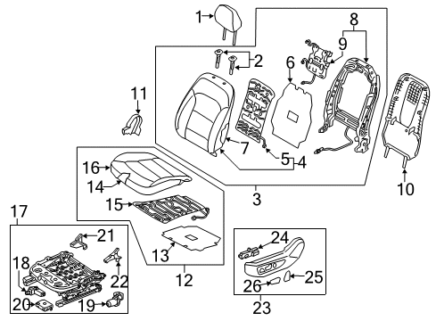 2017 Hyundai Elantra Driver Seat Components Front Seat Cushion Cover, Left Diagram for 88160-F2011-XFN