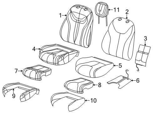 2013 Dodge Dart Front Seat Components Seat Cushion Foam Front Right Diagram for 68083604AB