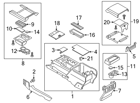 2017 Ford F-250 Super Duty Front Console Floor Console Diagram for HC3Z-25045A36-CC