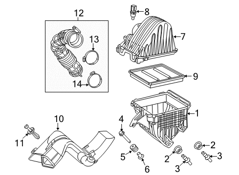 2012 Chrysler 200 Filters Cover-Air Cleaner Diagram for 68038579AA