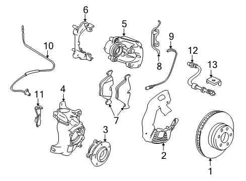 1999 BMW 540i Front Brakes Calliper Carrier Right Diagram for 34111163646